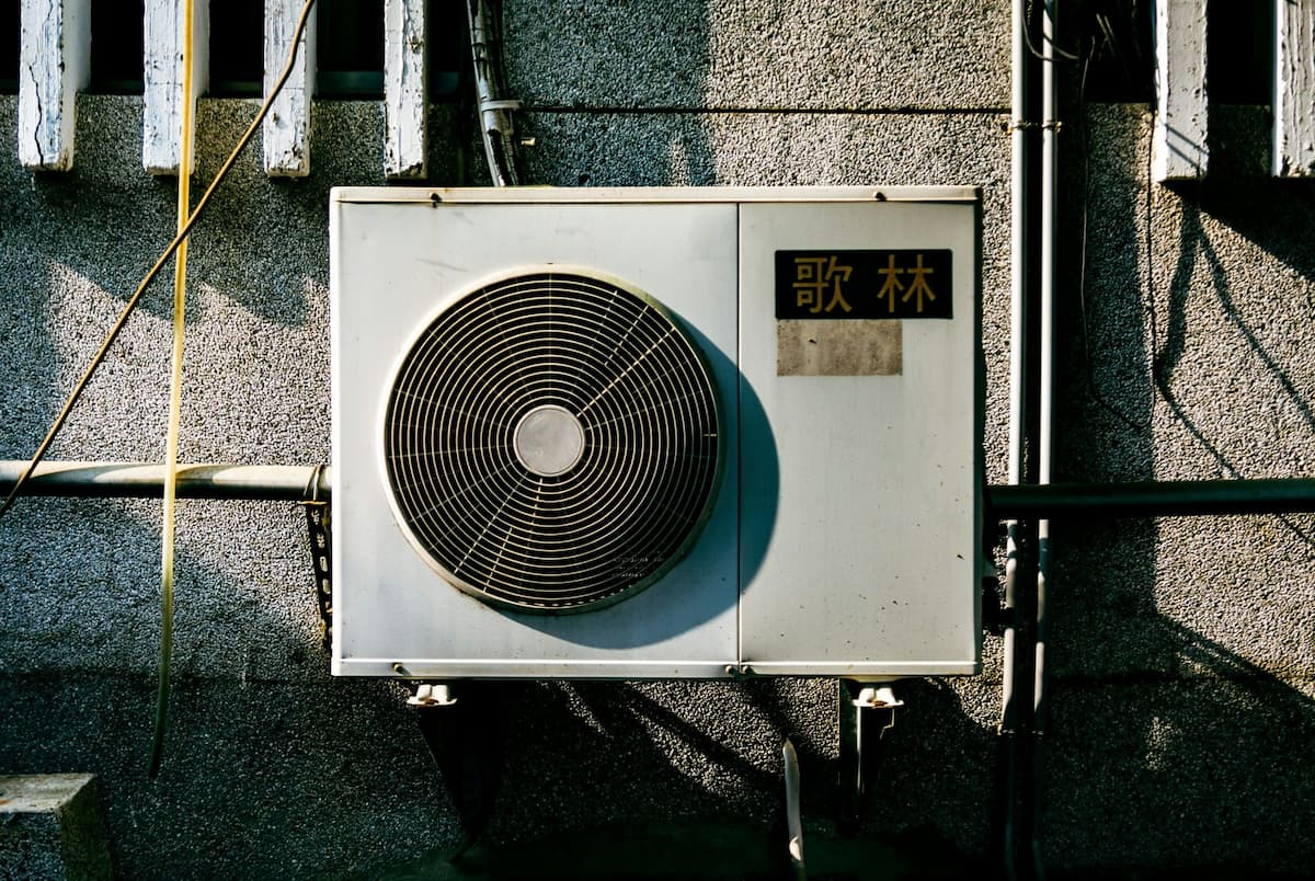 Heat pump on a wall